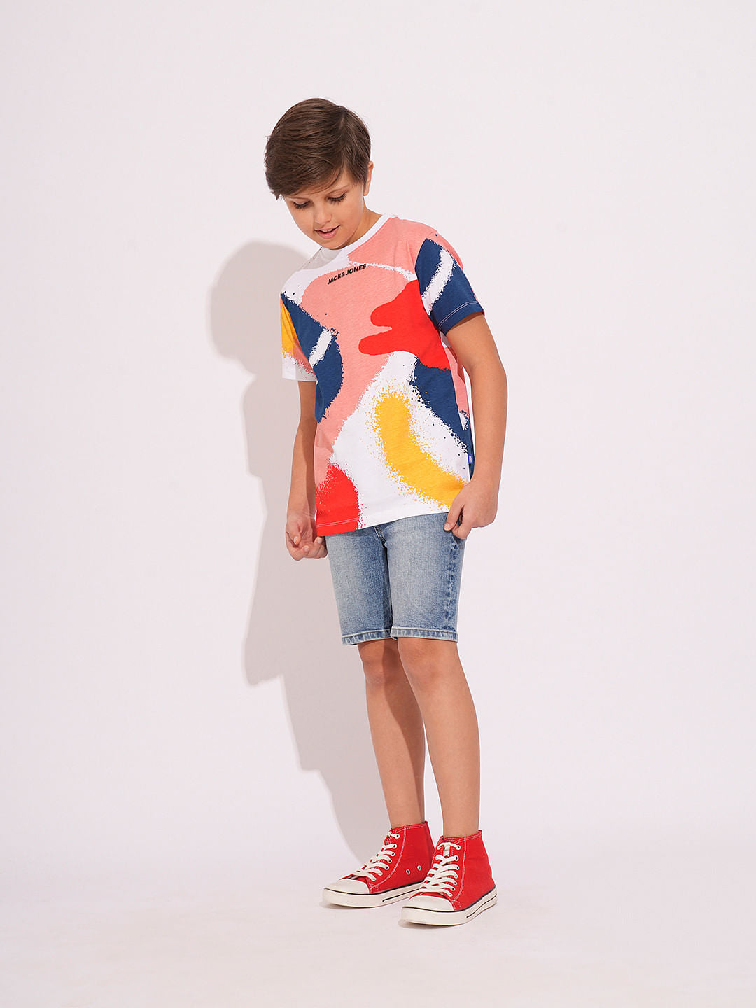 Boys White Spray Paint Print T-shirt