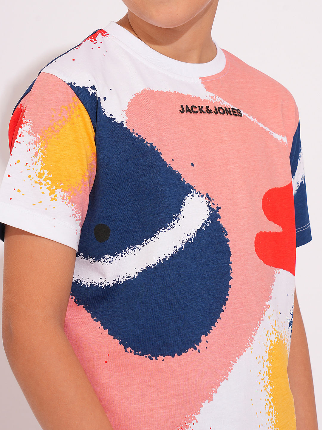 Boys White Spray Paint Print T-shirt