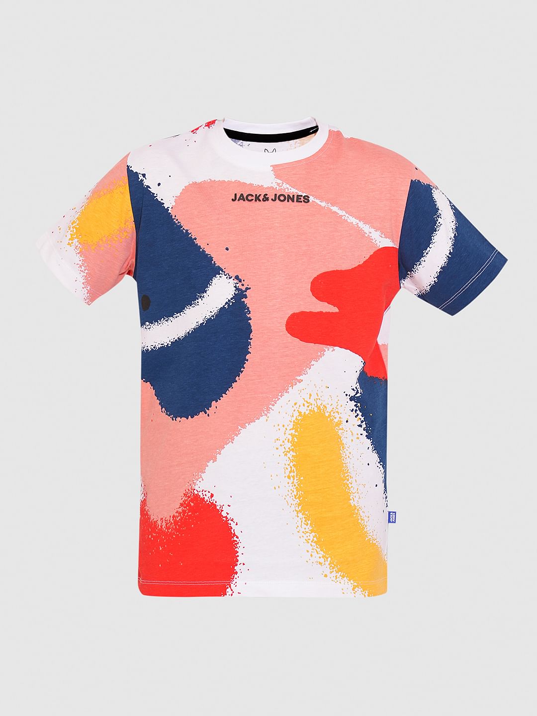 Boys White Spray Paint Print T-shirt