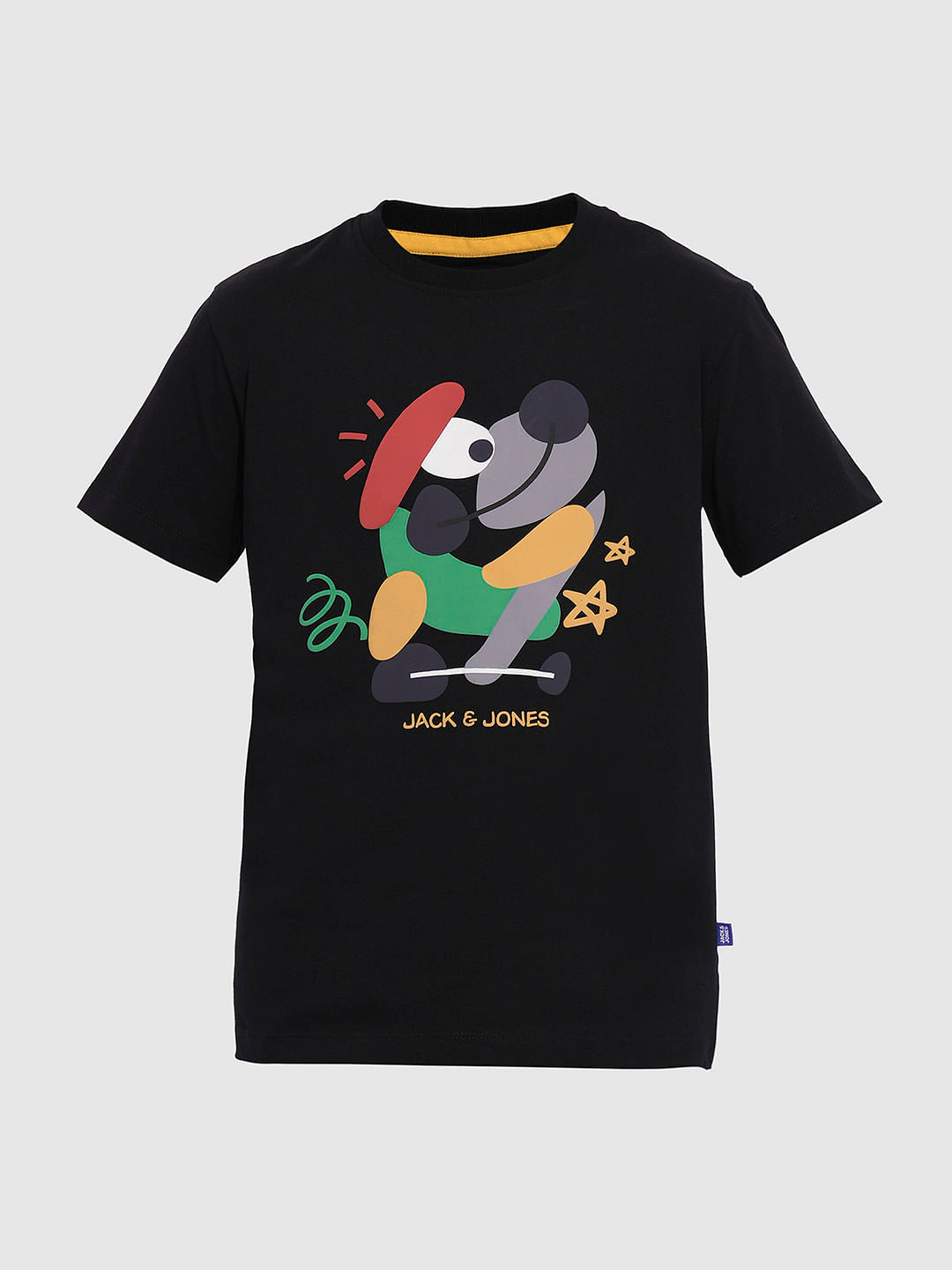 Boys Black Graphic Print T-shirt