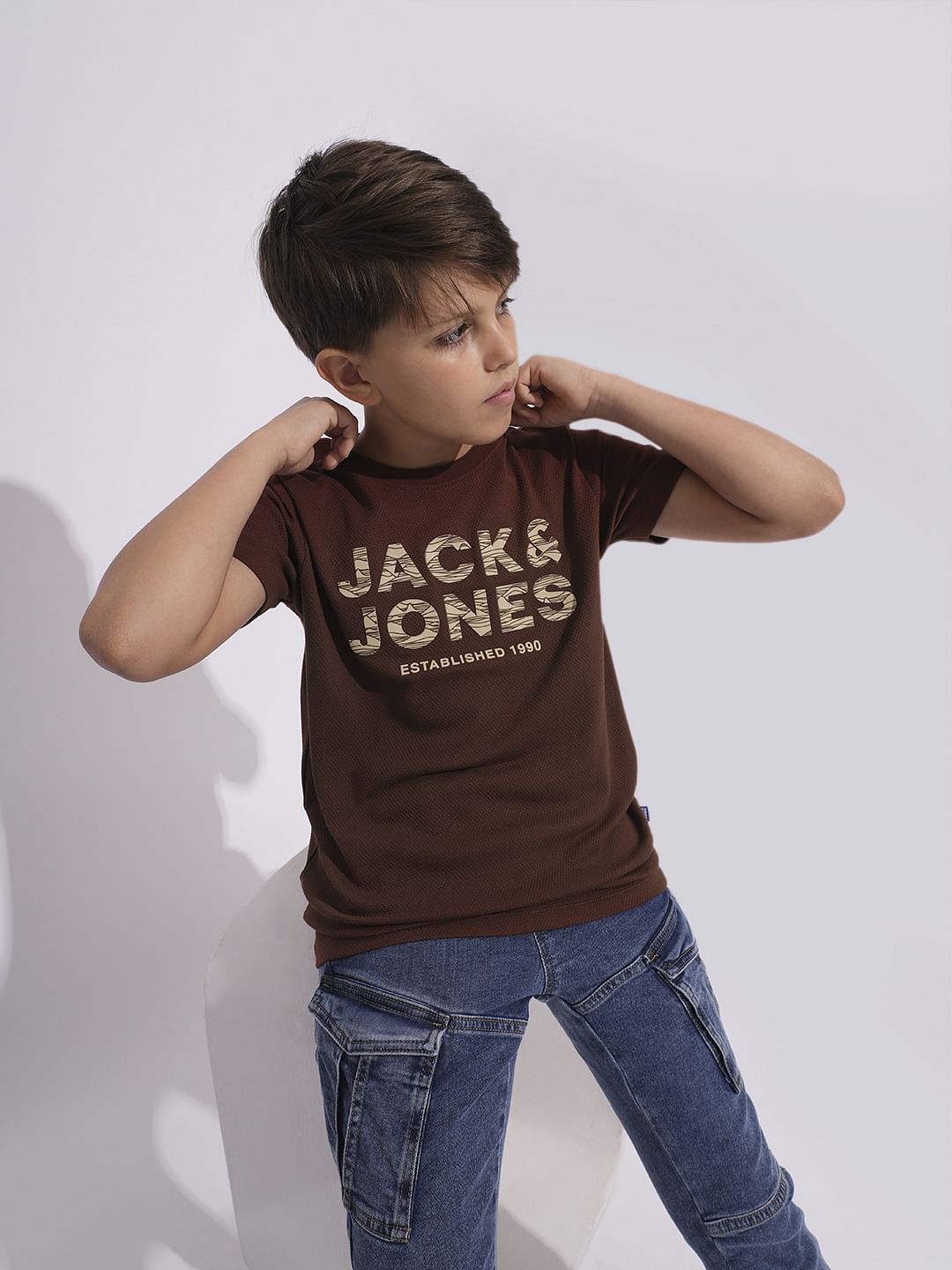 Boys Brown Logo Print T-shirt