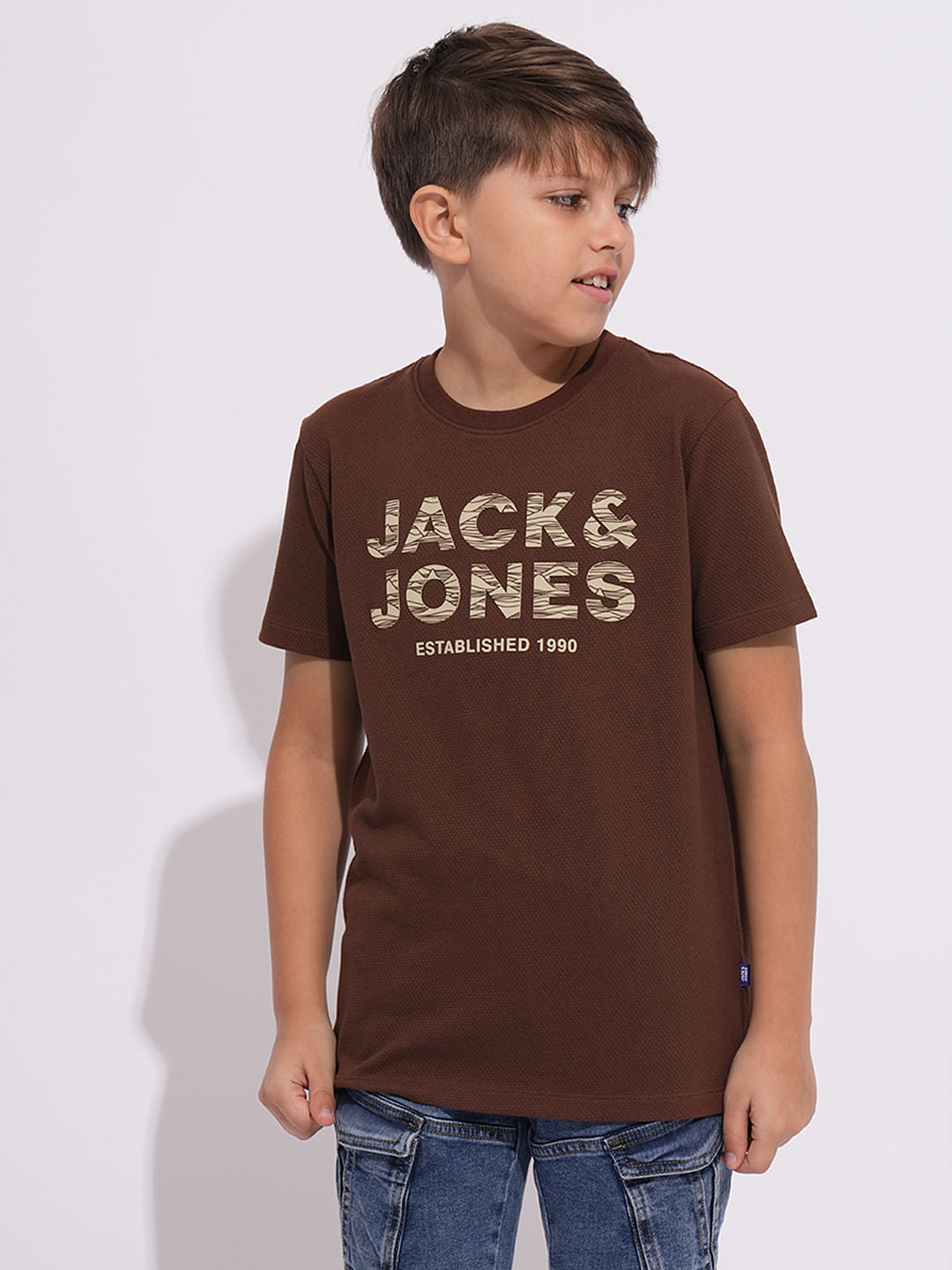 Boys Brown Logo Print T-shirt