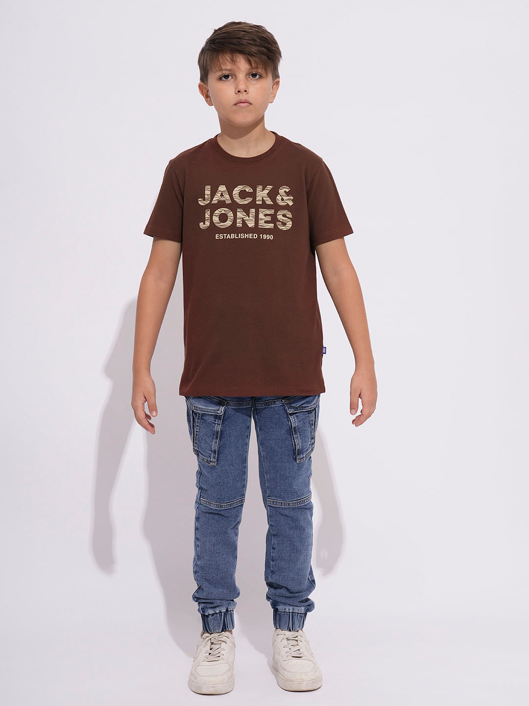 Boys Brown Logo Print T-shirt