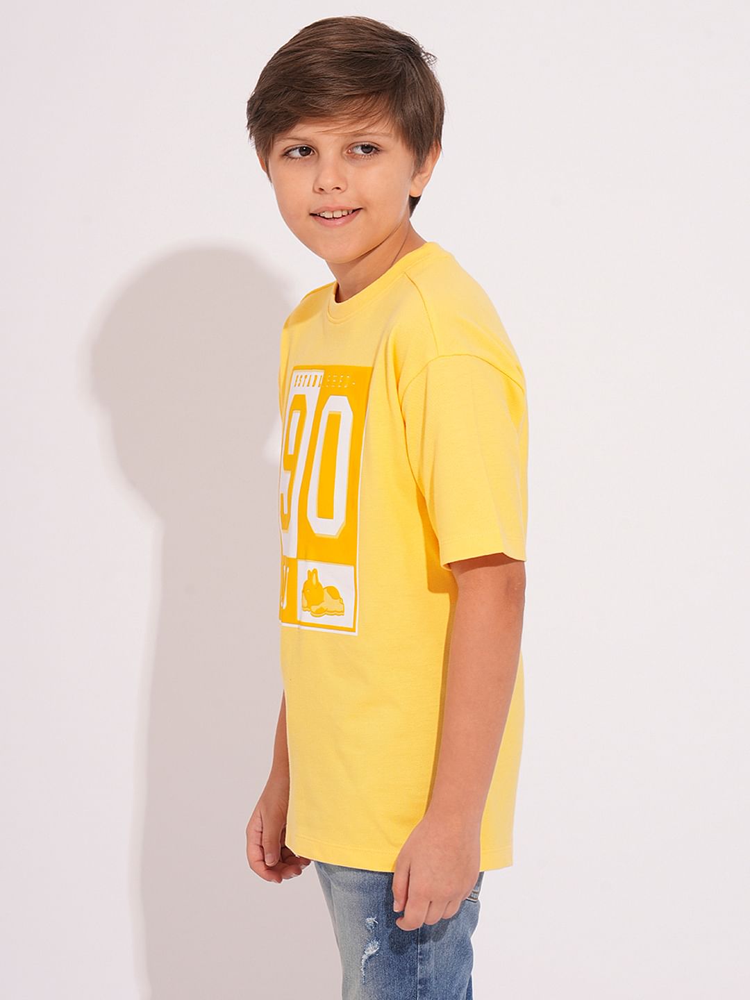 Yellow Cotton Printed T-shirt