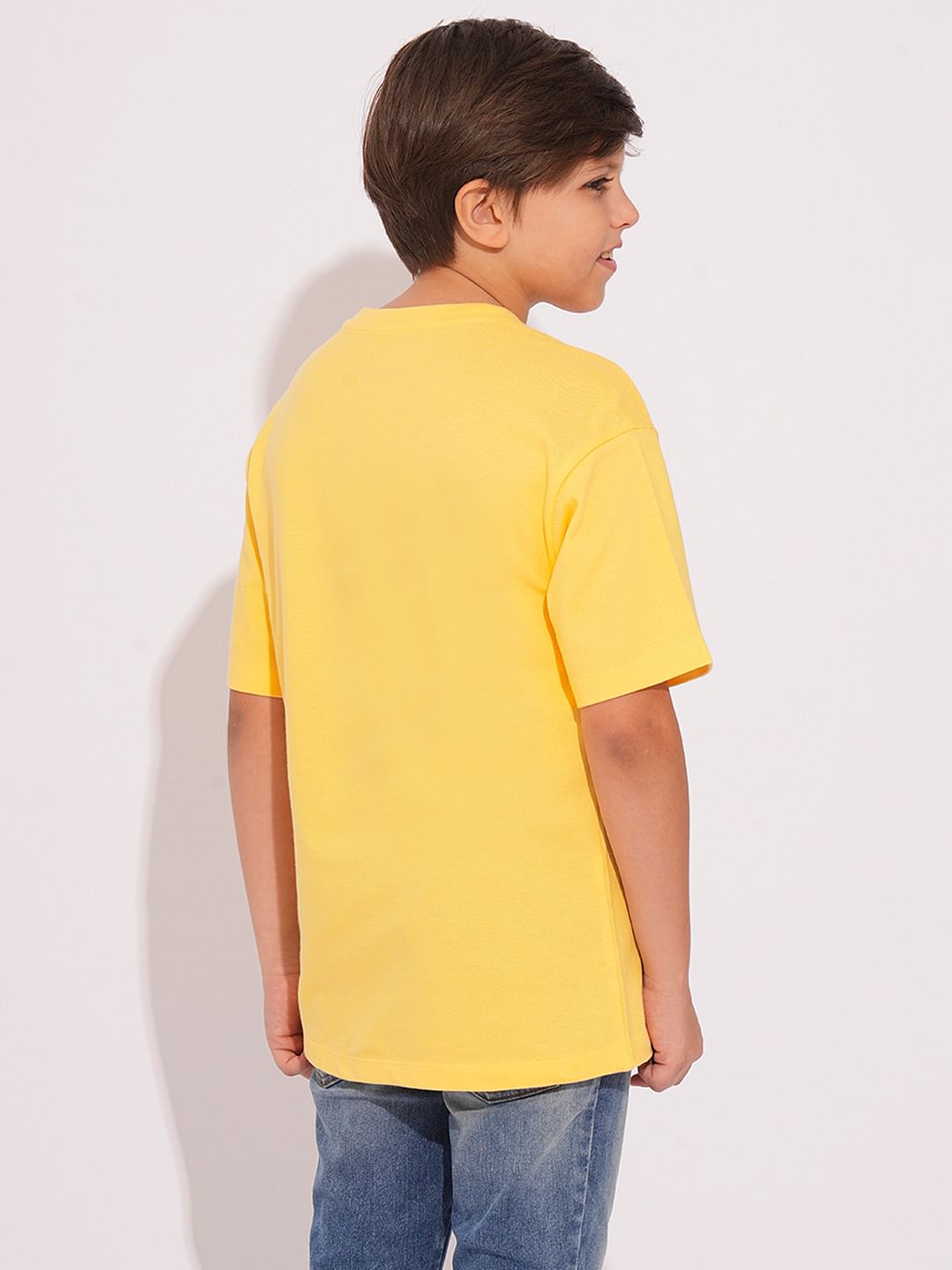 Yellow Cotton Printed T-shirt