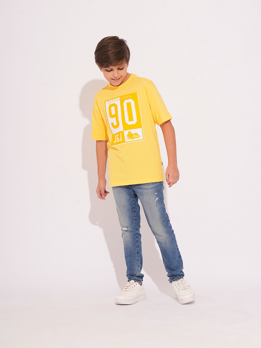 Yellow Cotton Printed T-shirt