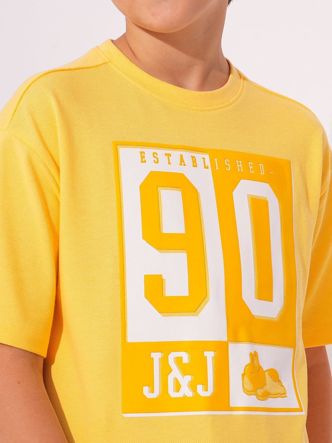 Yellow Cotton Printed T-shirt