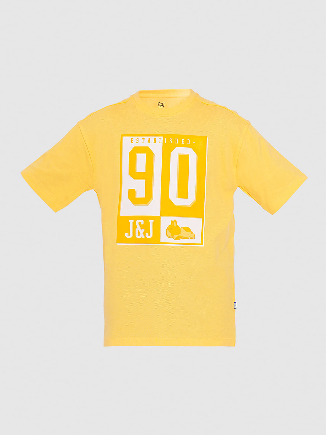 Yellow Cotton Printed T-shirt