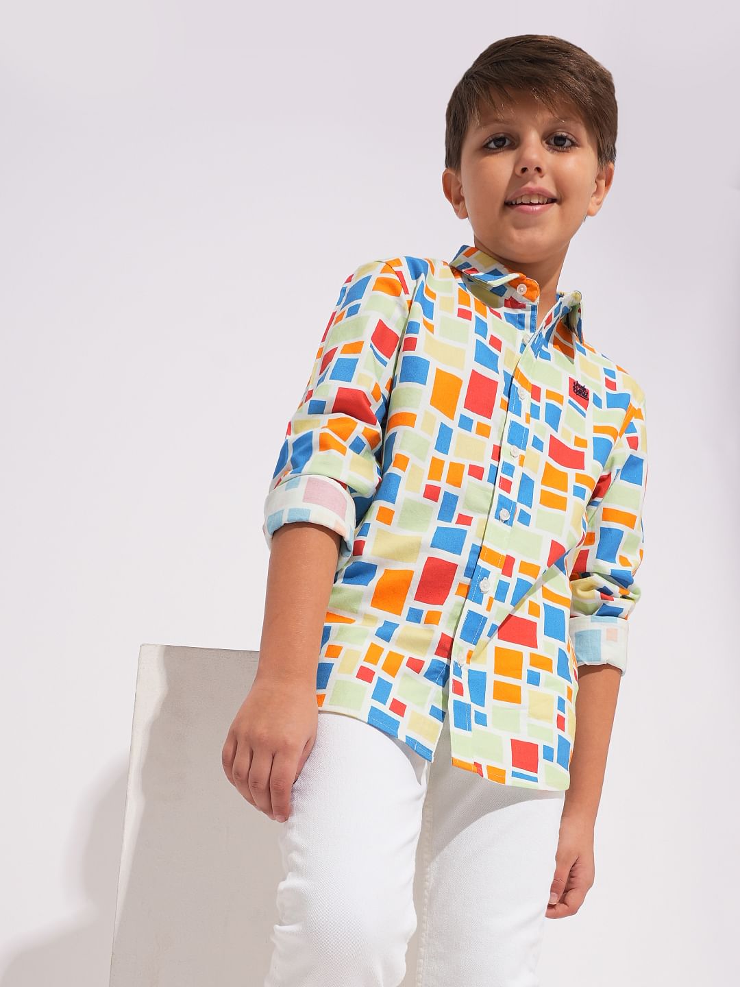 Boys Multi-Colour Check Print Shirt
