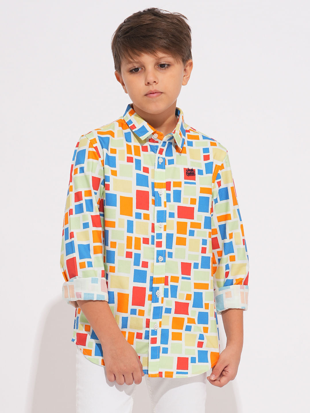 Boys Multi-Colour Check Print Shirt