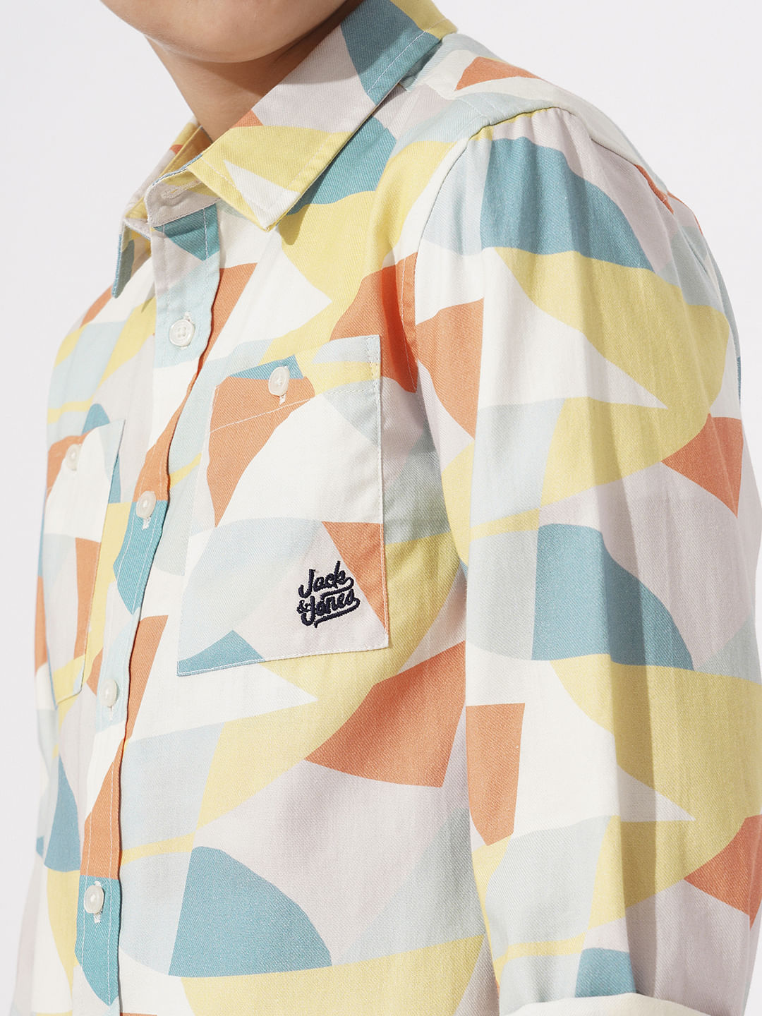 Boys White Printed Full Sleeves Shirt