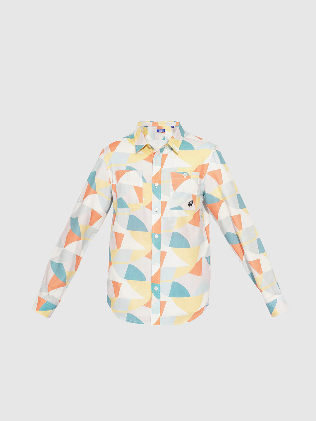 Boys White Printed Full Sleeves Shirt