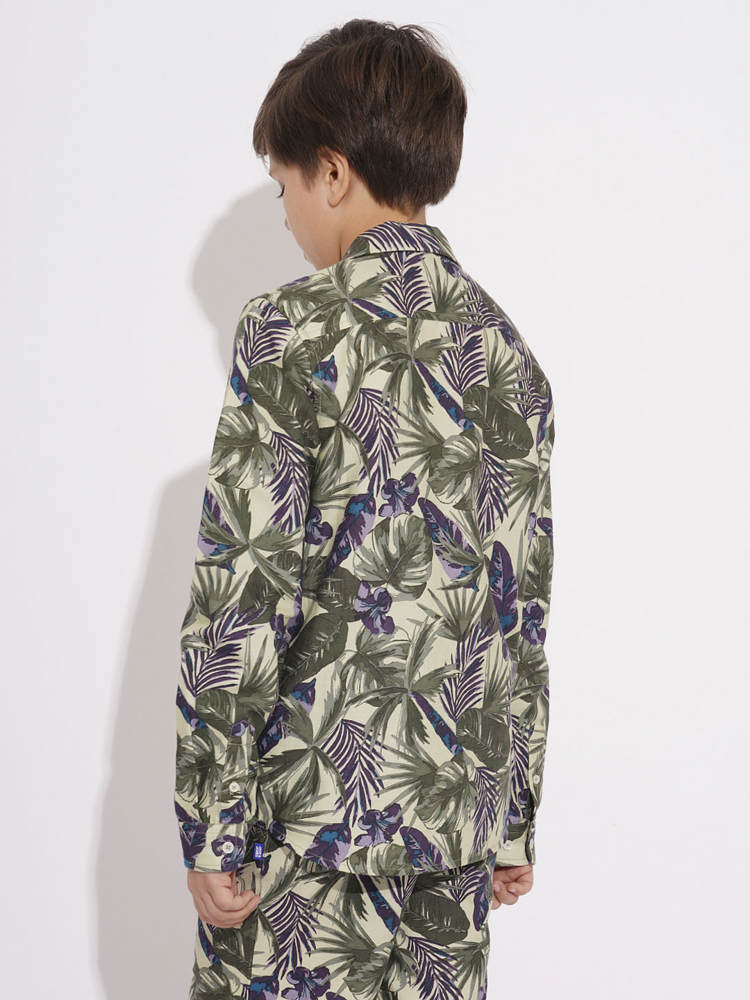 Boys Green Tropical Print Co-ord Set Shirt