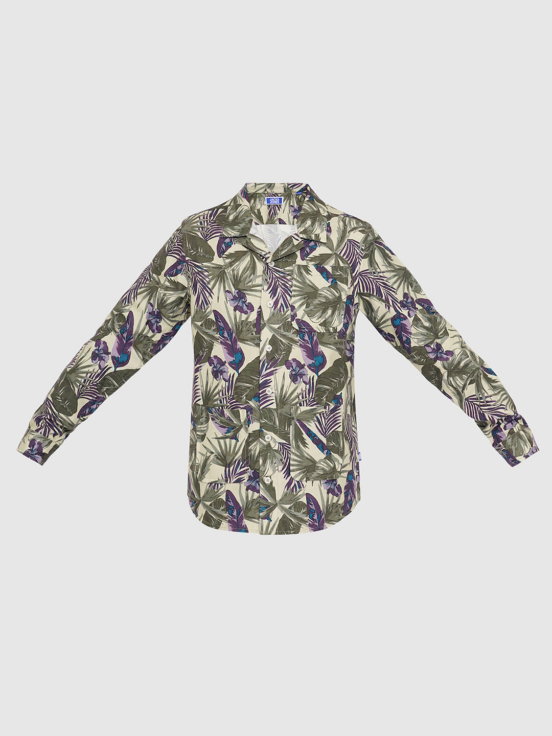 Boys Green Tropical Print Co-ord Set Shirt