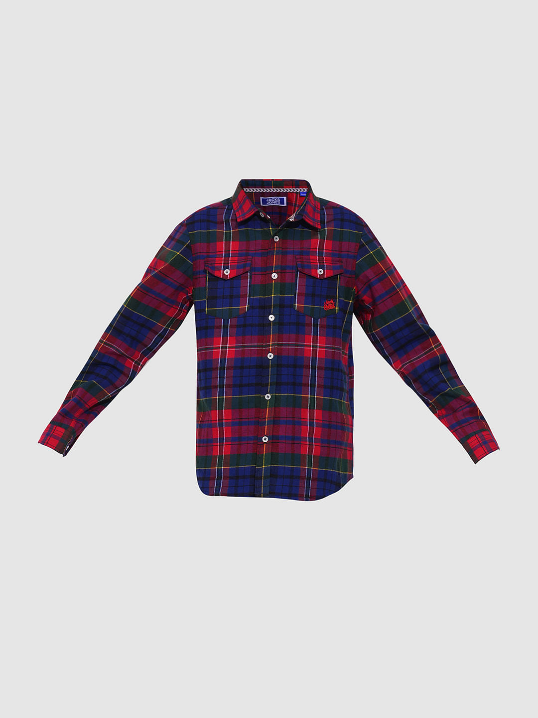 Boys Red Check Full Sleeves Shirt