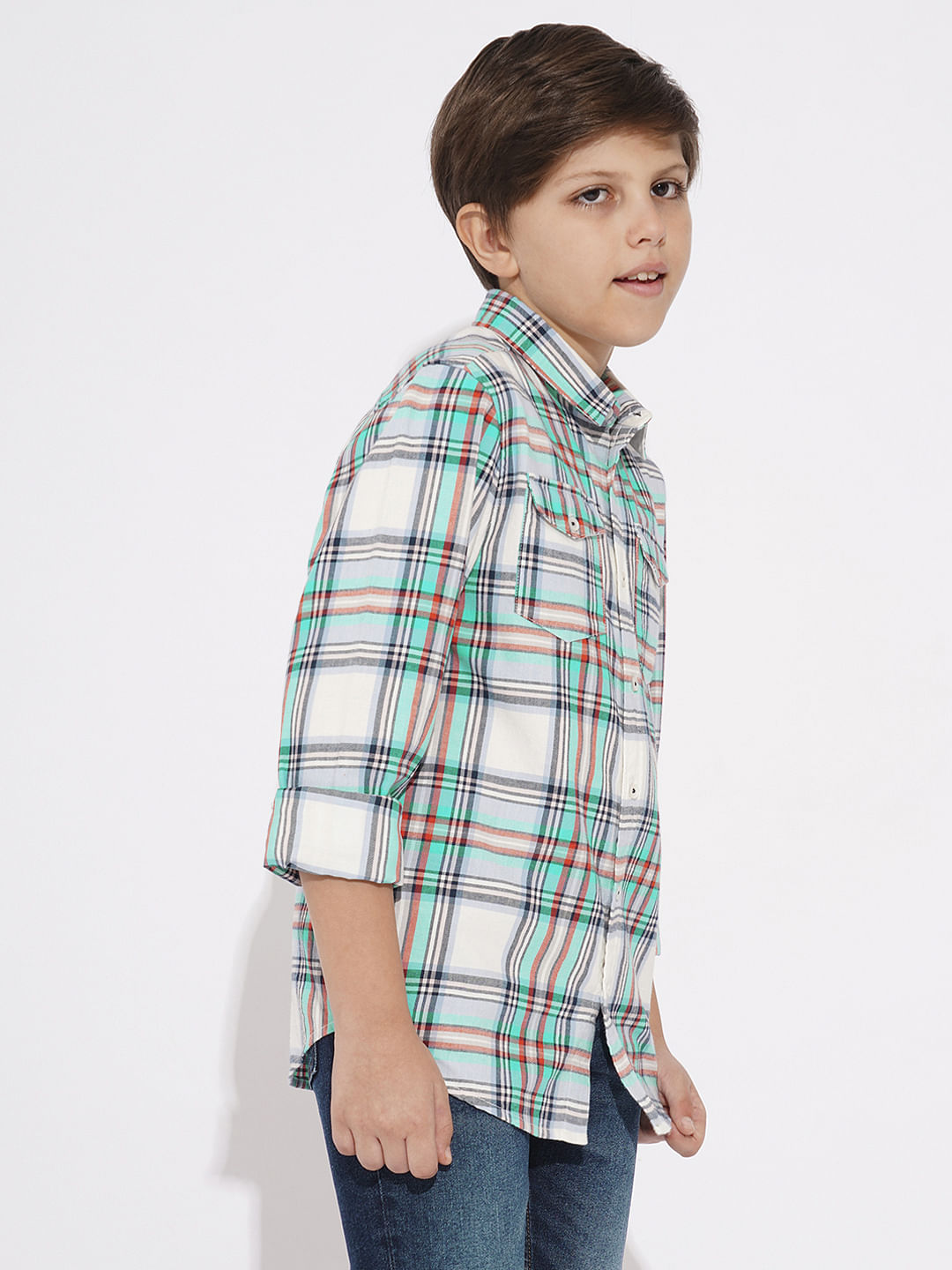 BOYS White Check Cotton Shirt