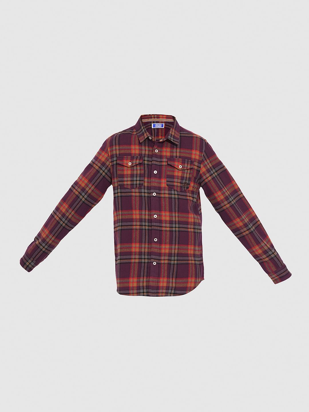 Boys Purple Check Print Shirt