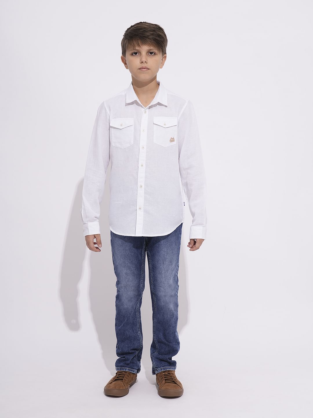 Boys White Full Sleeves Shirt