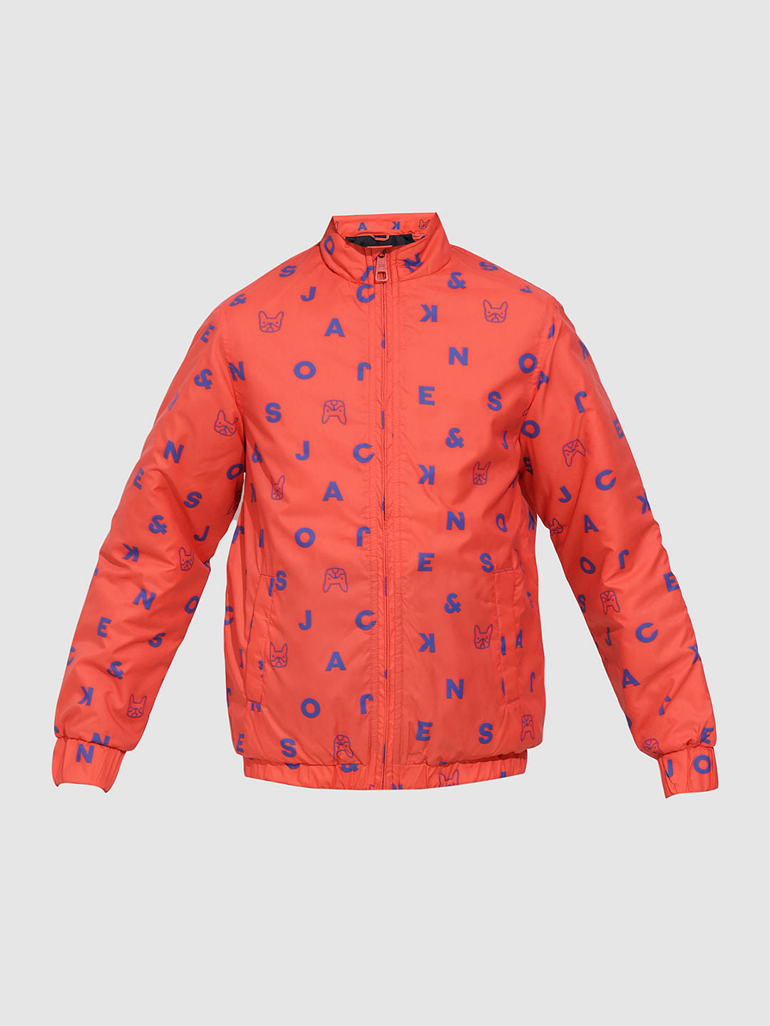 Boys Orange Logo Print Puffer Jacket