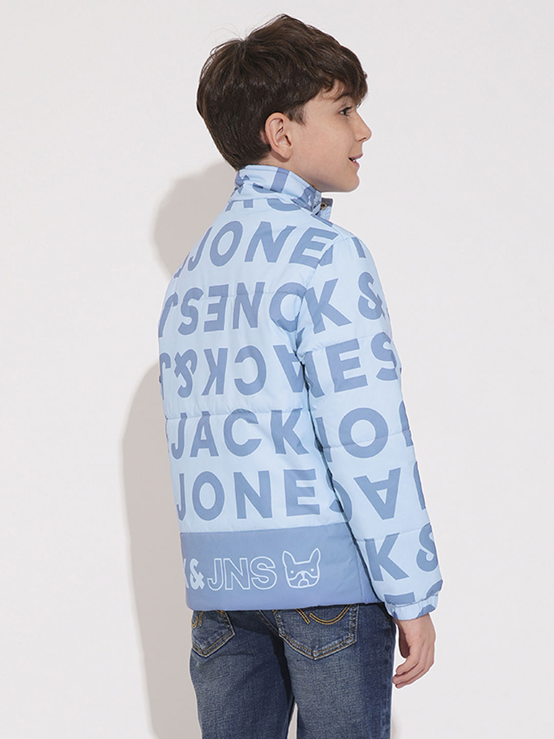 Boys Blue Typographic Print Jacket