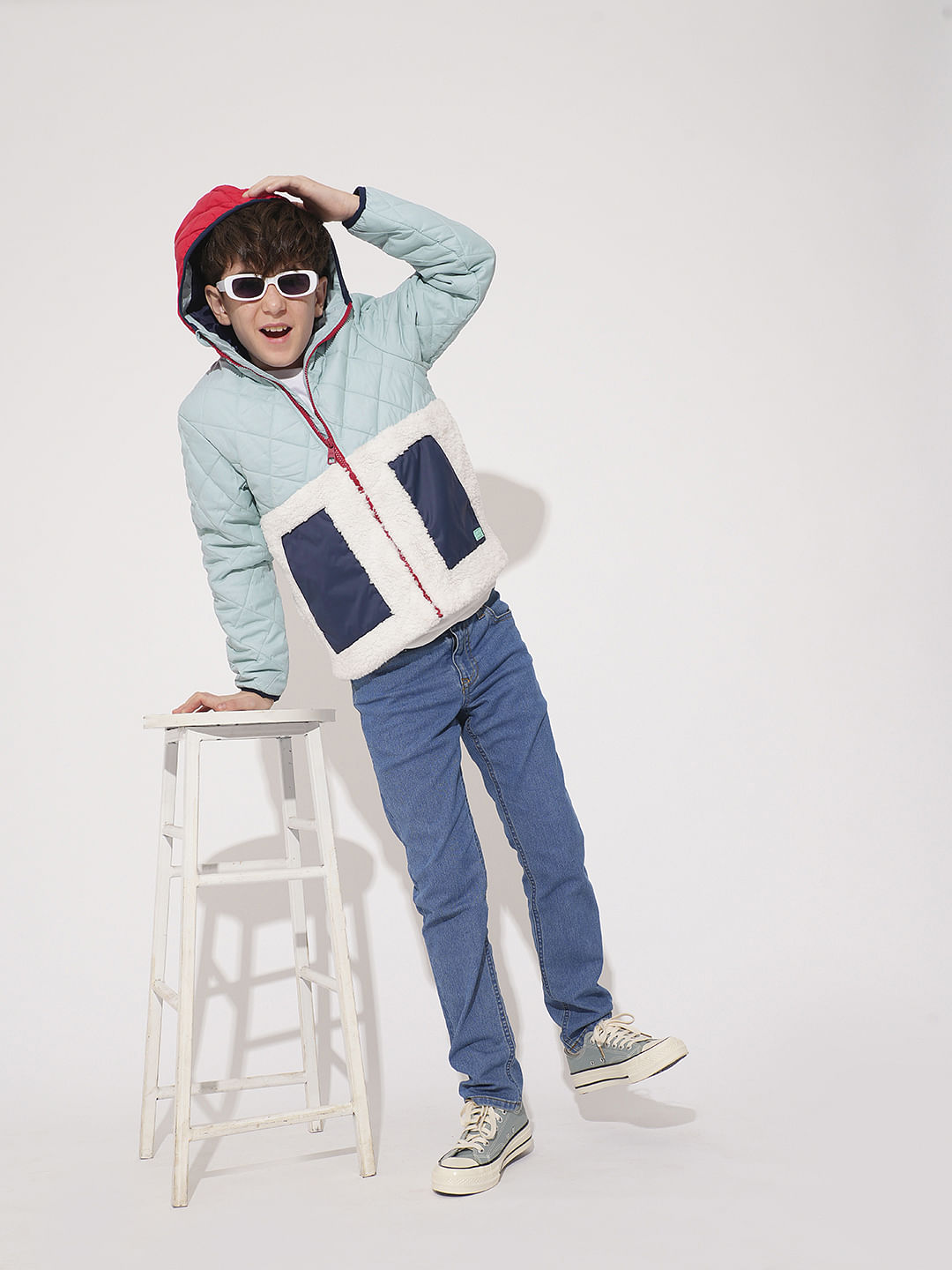 Boys Blue Hooded Puffer Jacket