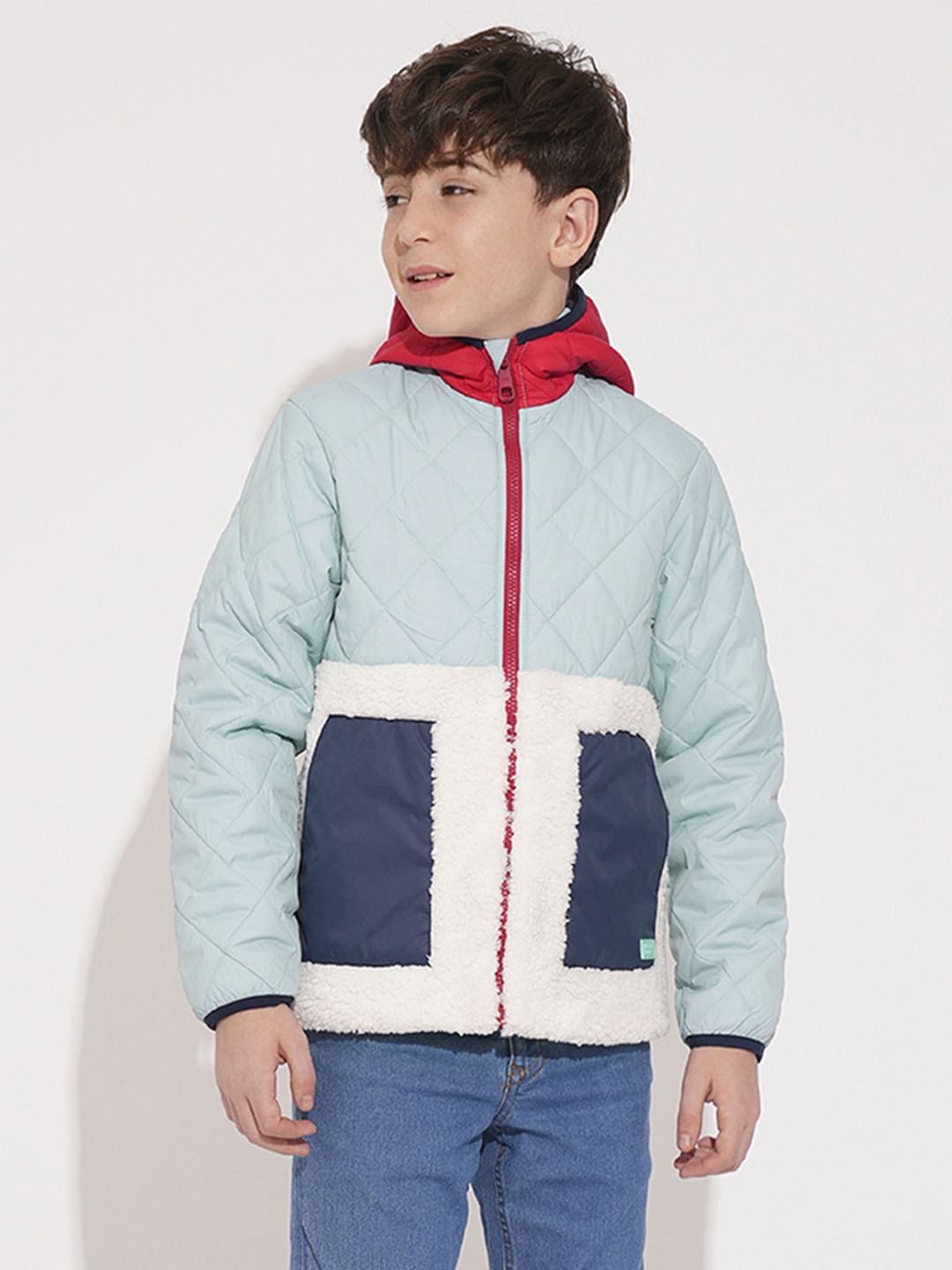 Boys Blue Hooded Puffer Jacket