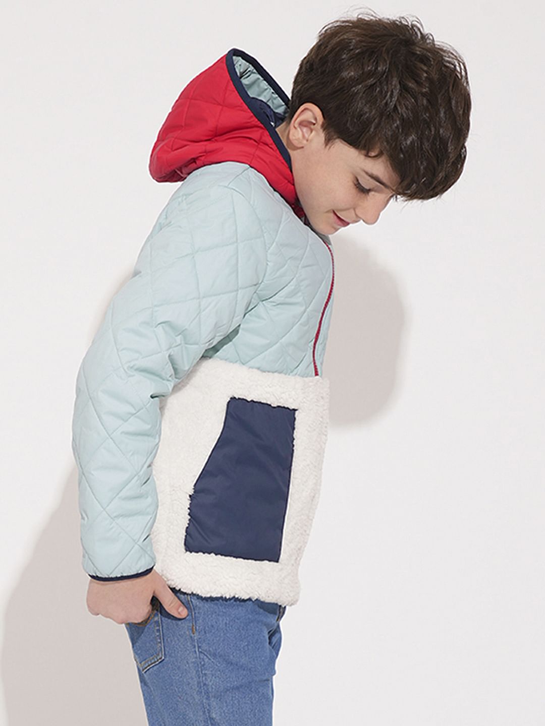 Boys Blue Hooded Puffer Jacket