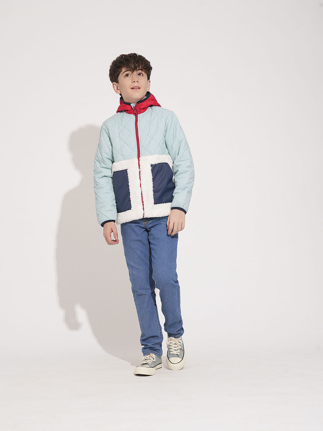 Boys Blue Hooded Puffer Jacket