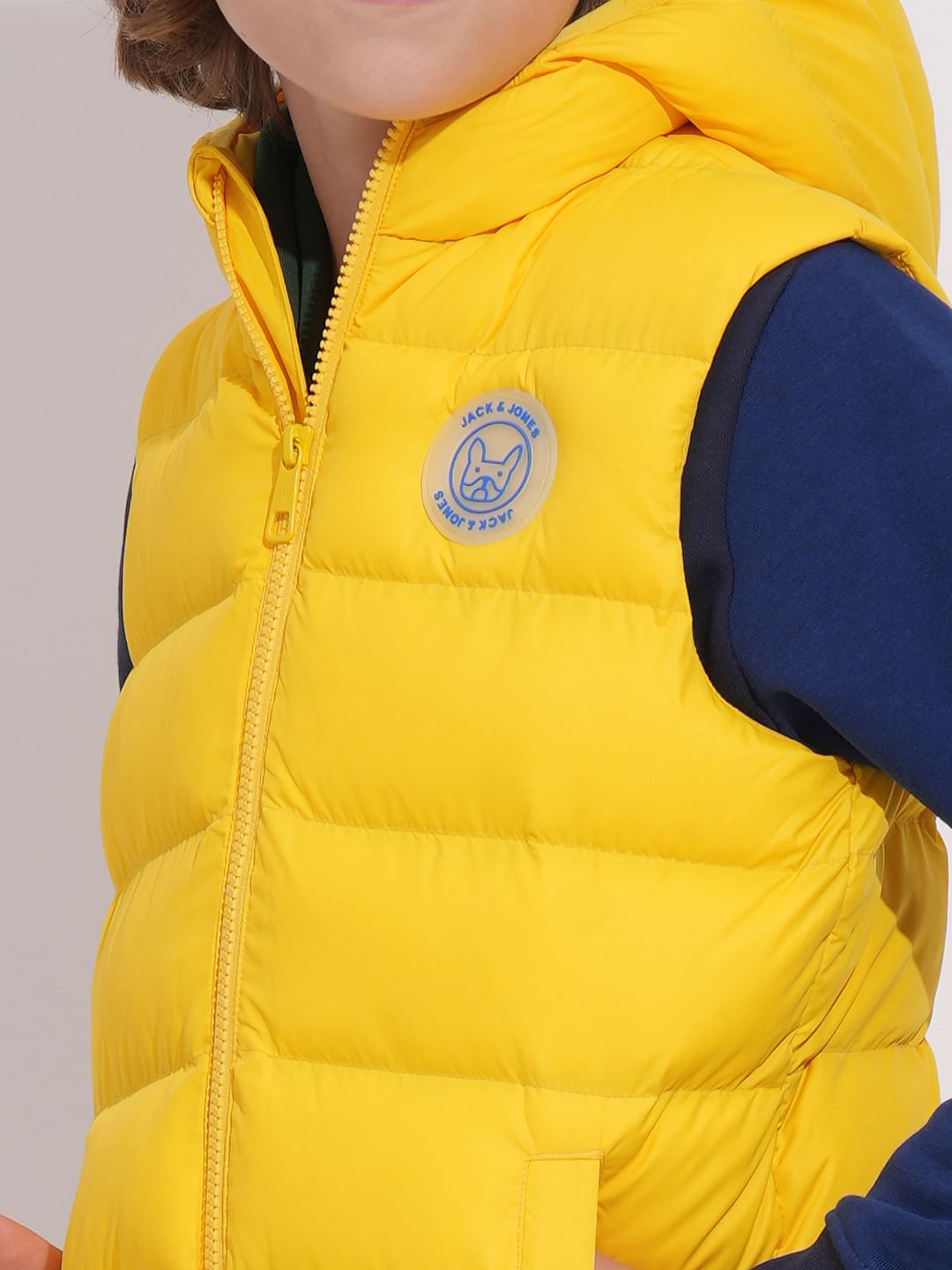 Boys Yellow Sleeveless Hooded Jacket