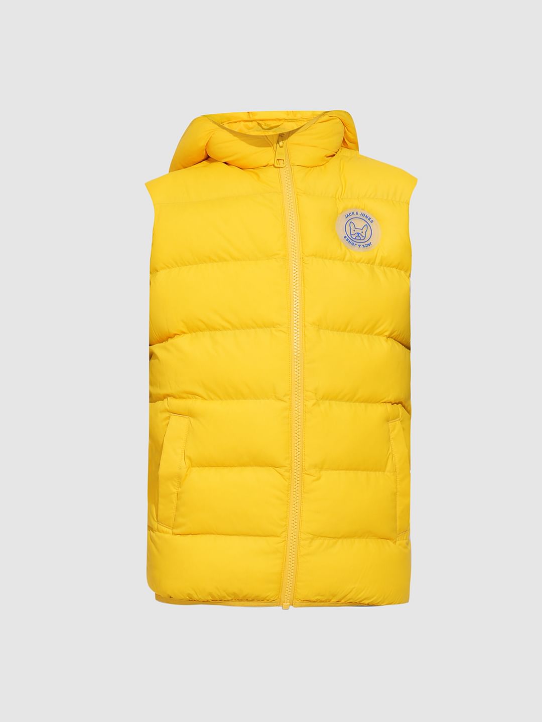 Boys Yellow Sleeveless Hooded Jacket