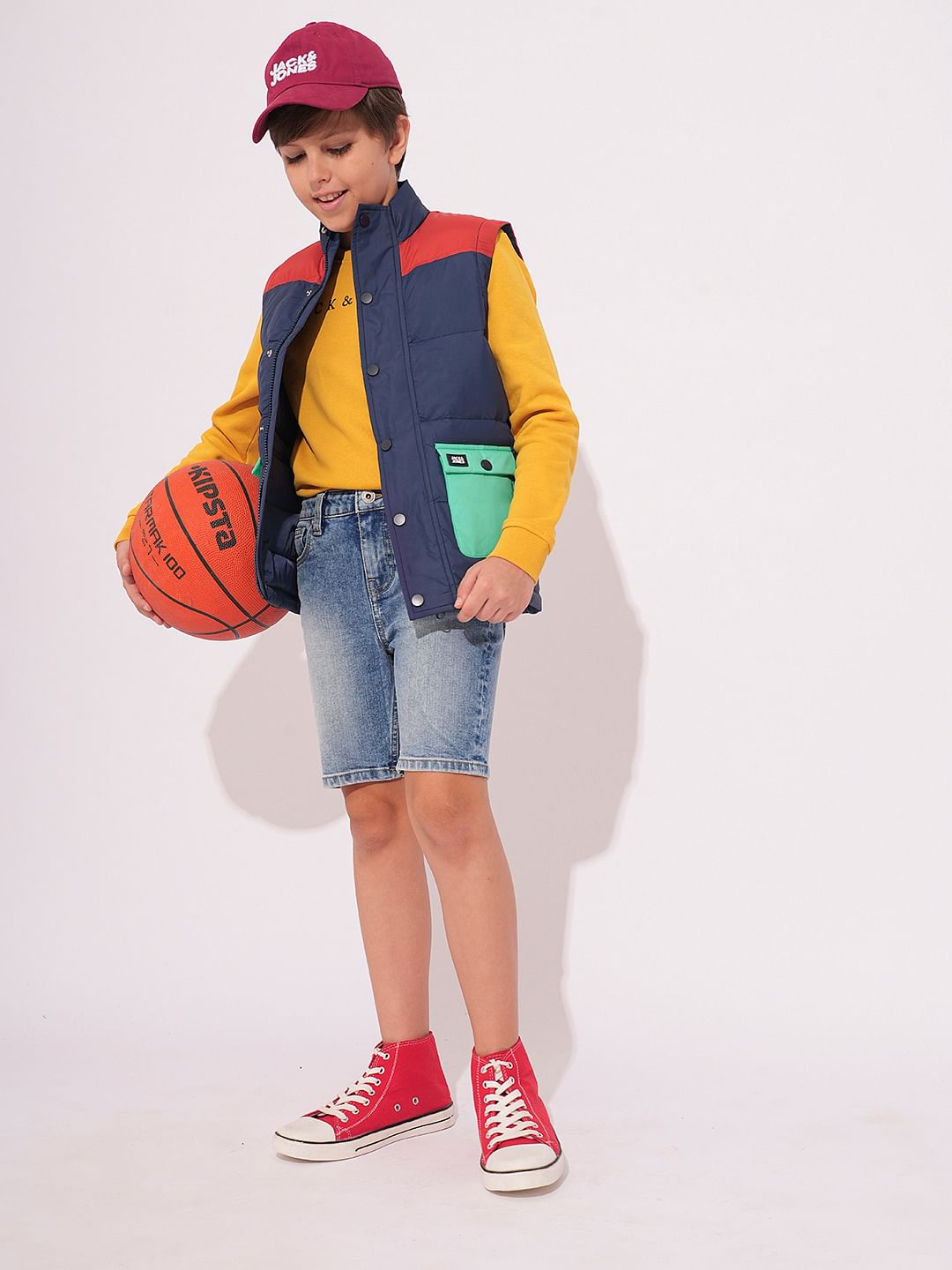 Boys Navy Blue Colourblocked Jacket