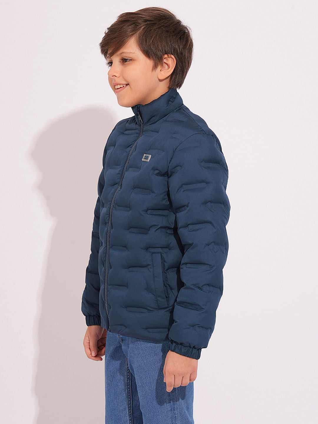 Boys Blue High Neck Puffer Jacket