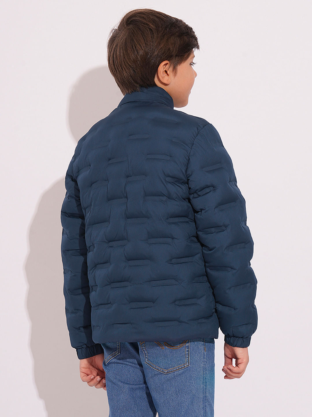 Boys Blue High Neck Puffer Jacket