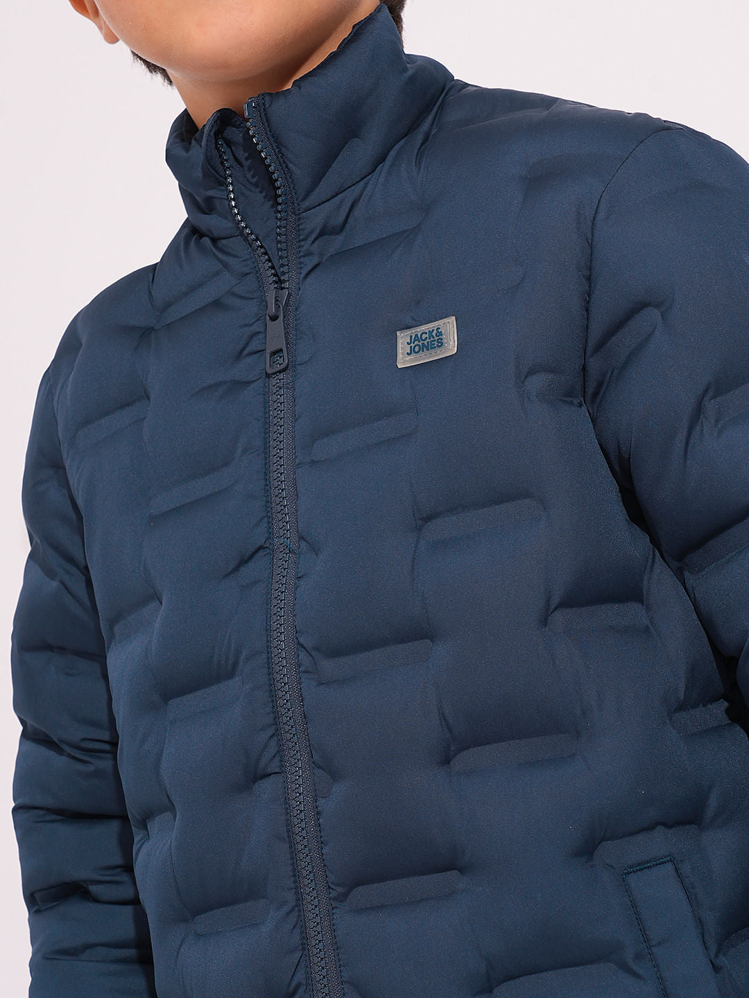 Boys Blue High Neck Puffer Jacket
