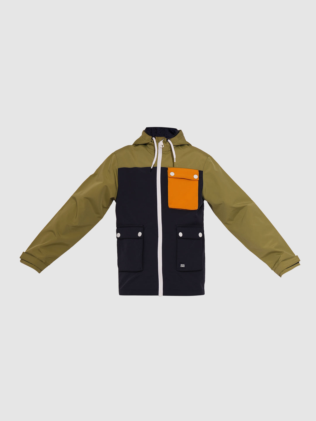 Boys Green Colourblocked Hooded Windcheater