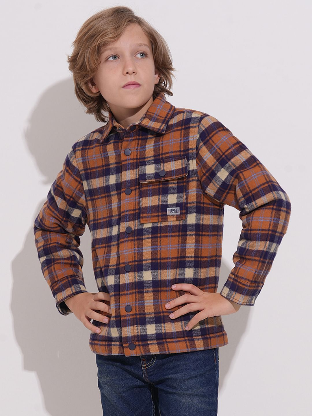 Boys Orange Lumberjack Jacket