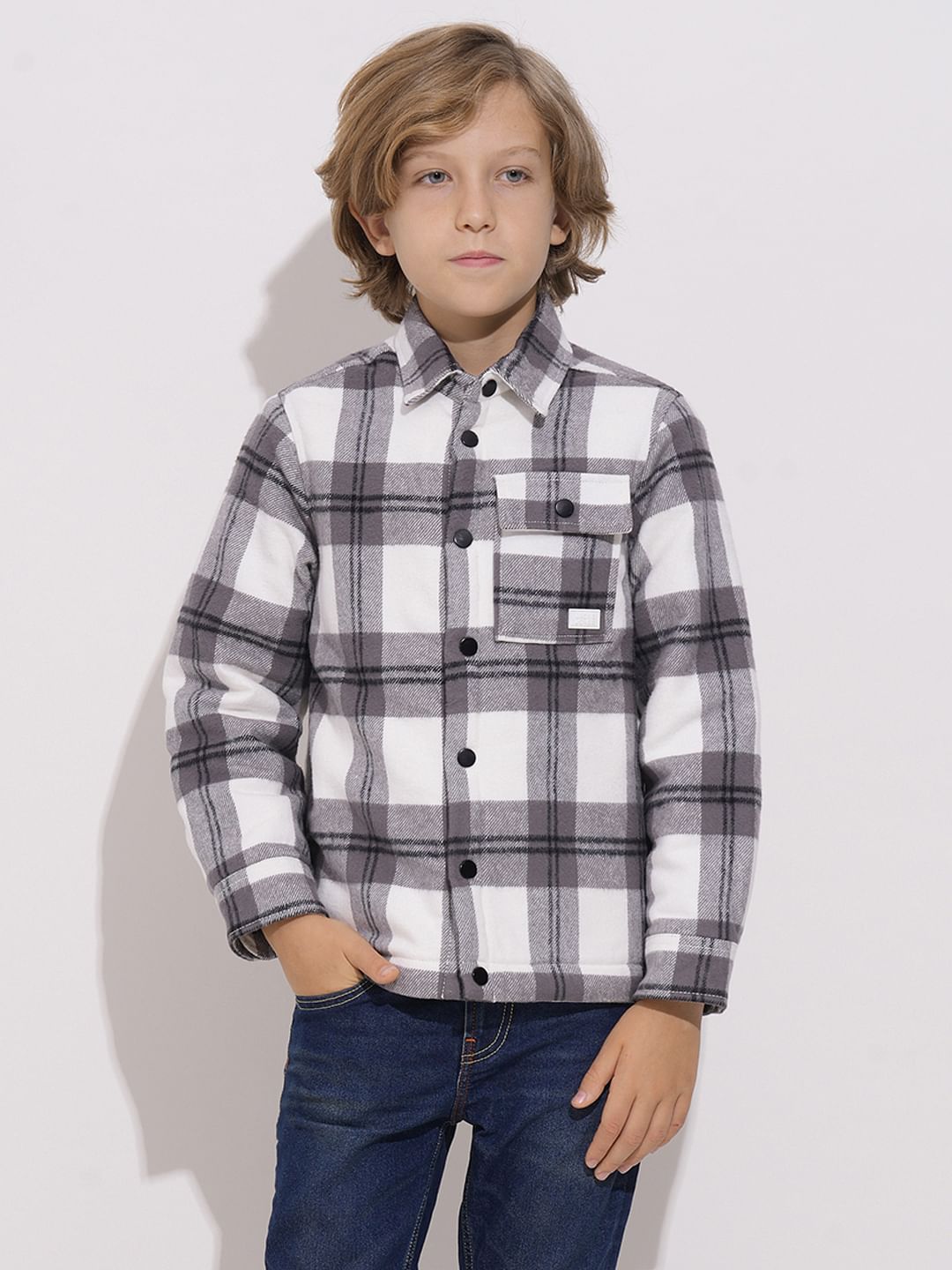 Boys Grey Lumberjack Jacket