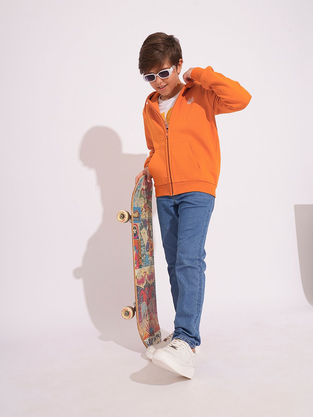 Boys Orange Hooded Sweatshirt