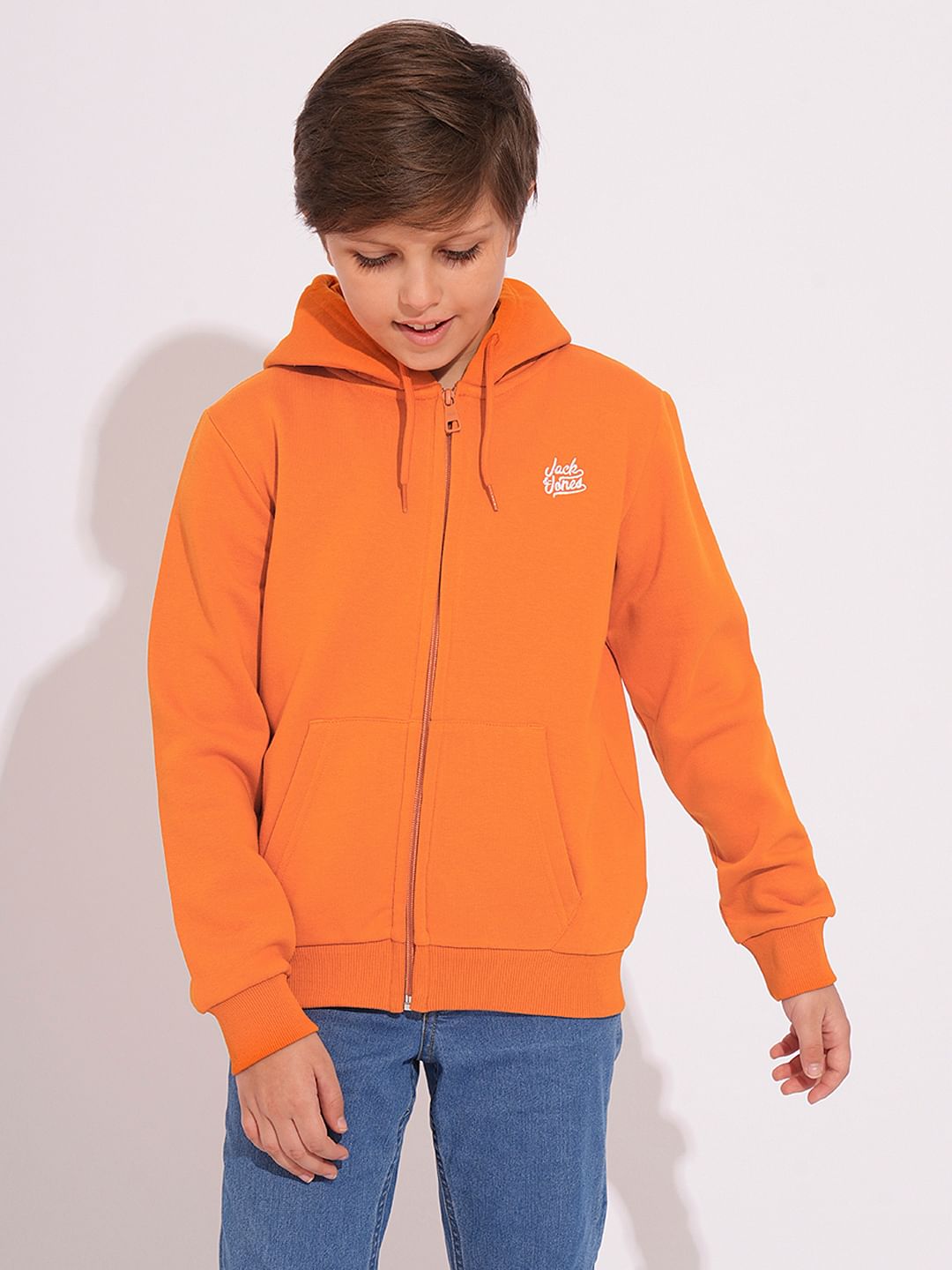 Boys Orange Hooded Sweatshirt