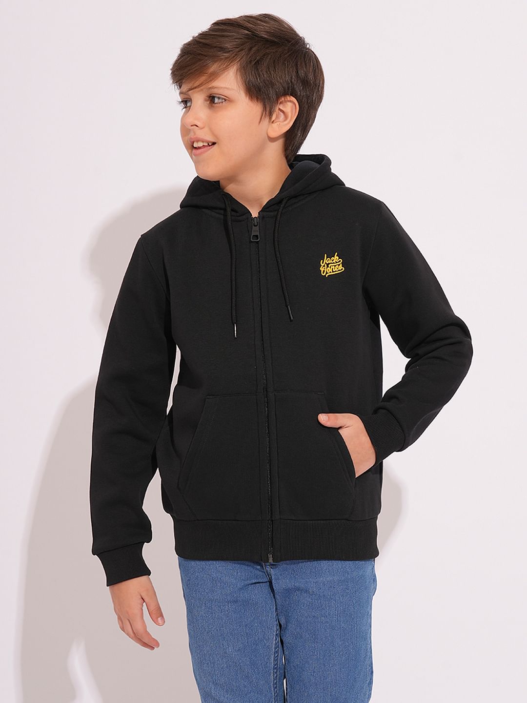 Boys Black Hooded Sweatshirt