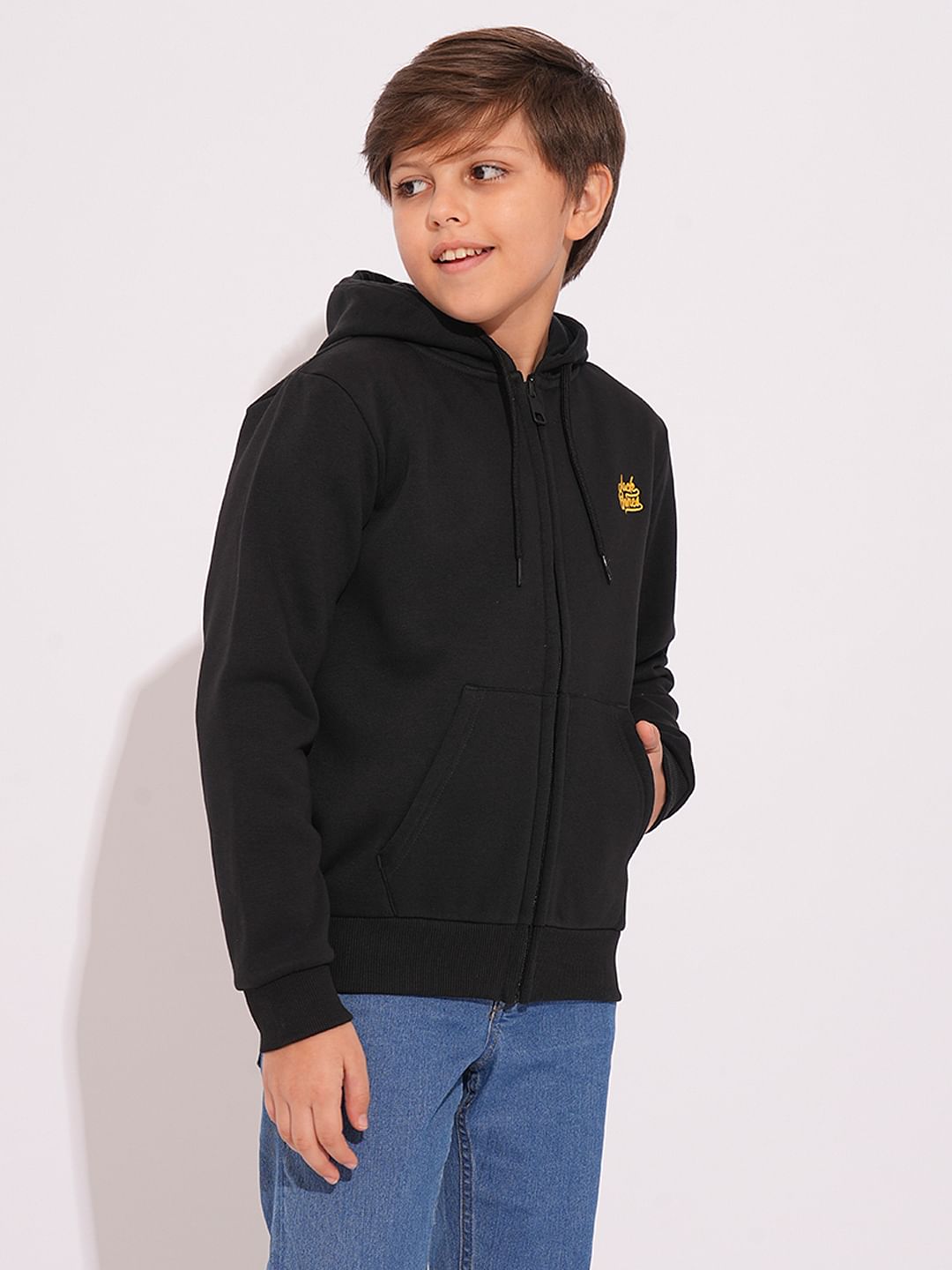 Boys Black Hooded Sweatshirt