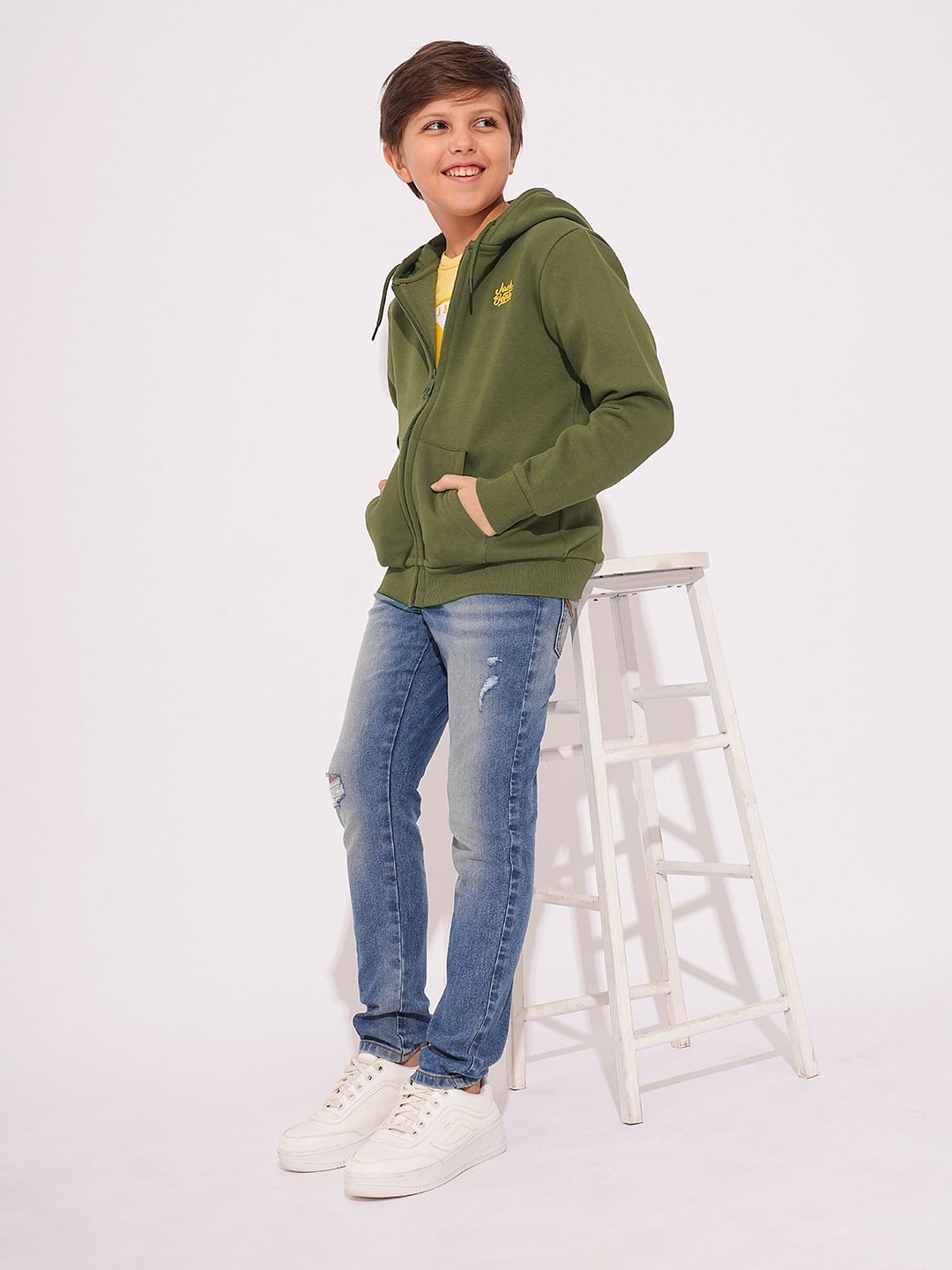 Boys Green Hooded Sweatshirt