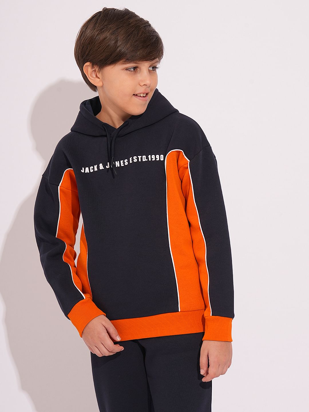 Boys Navy Blue Colourblocked Sweatshirt