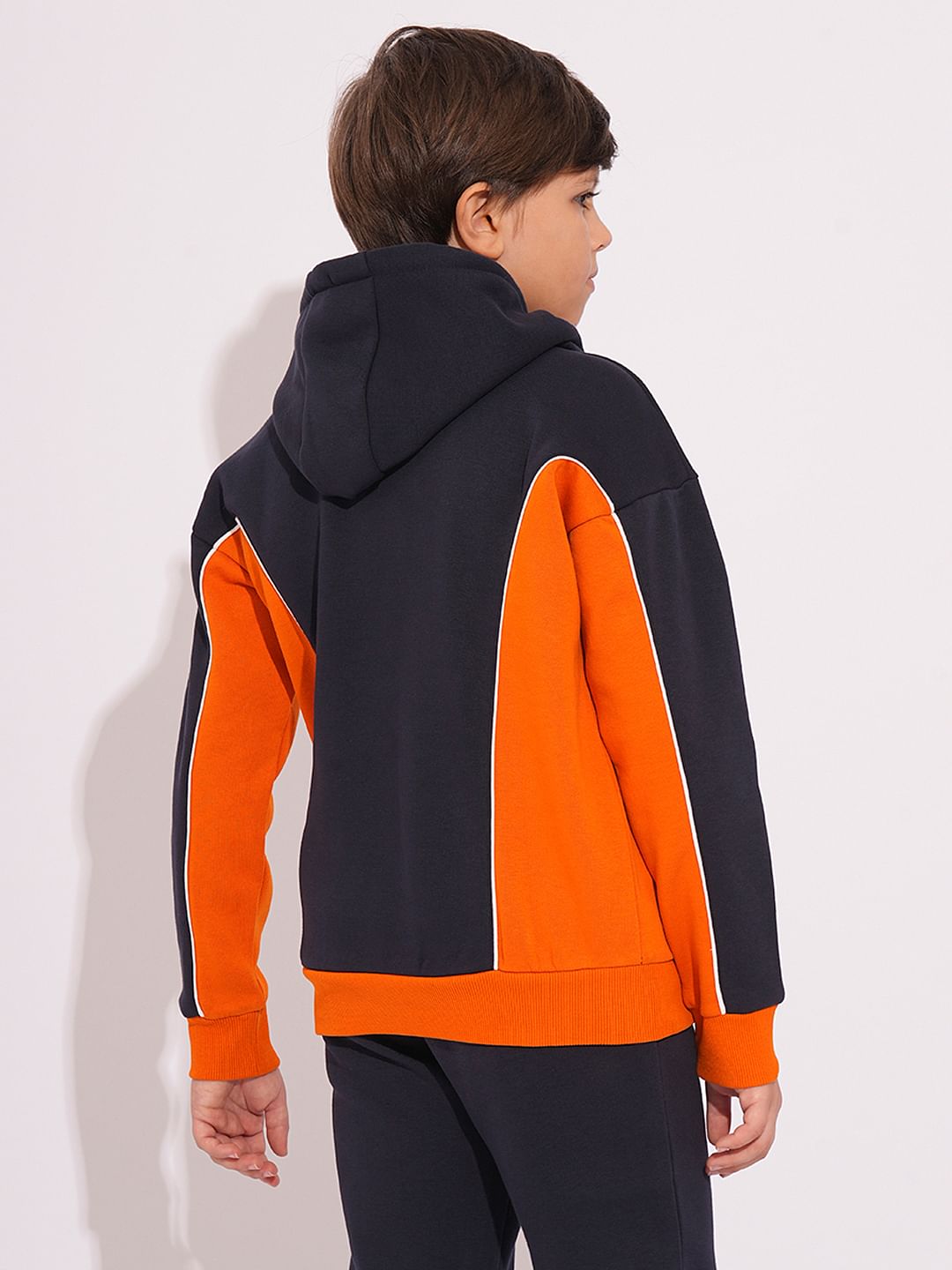 Boys Navy Blue Colourblocked Sweatshirt