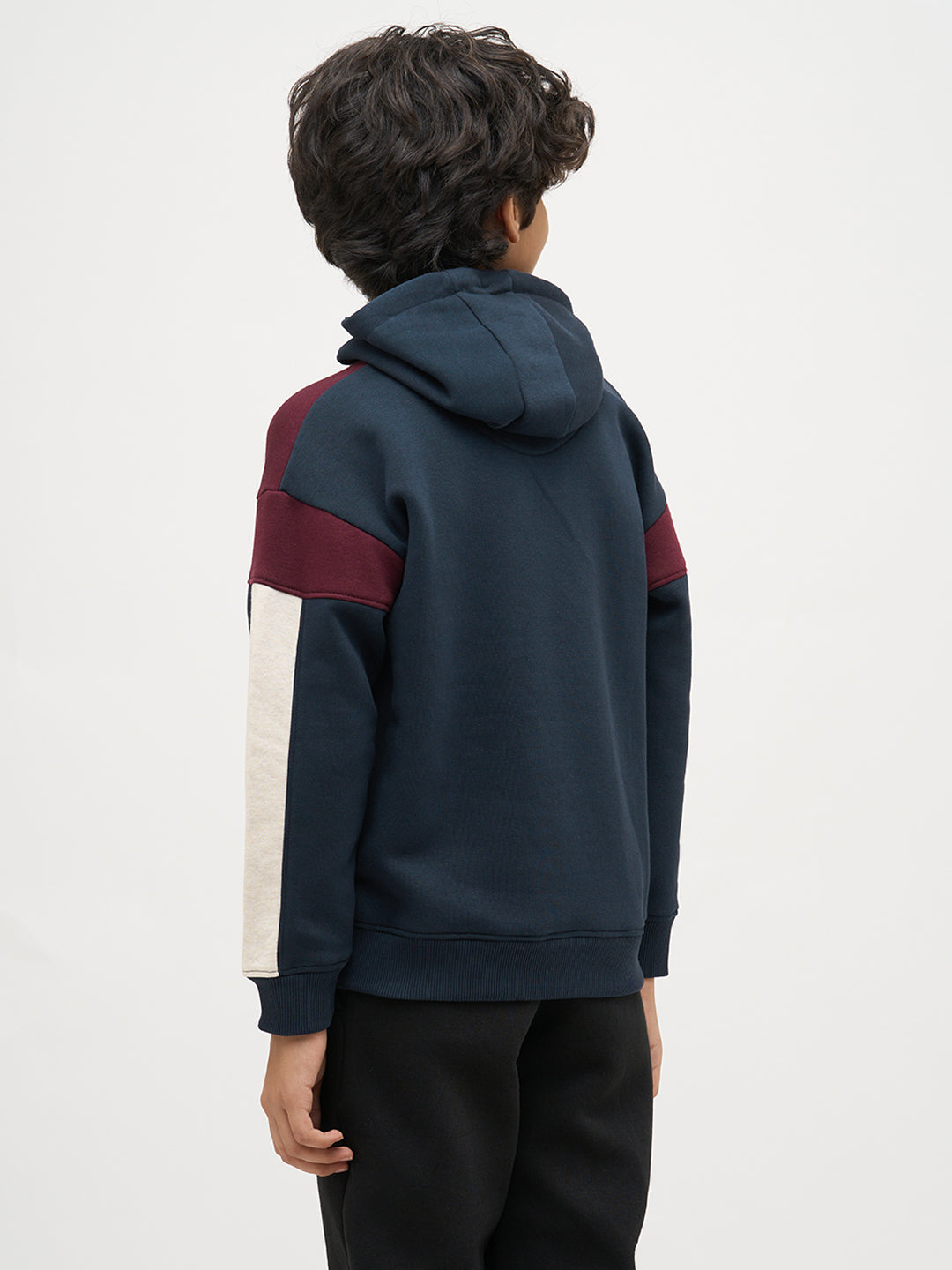 Boys Maroon Colourblocked Sweatshirt