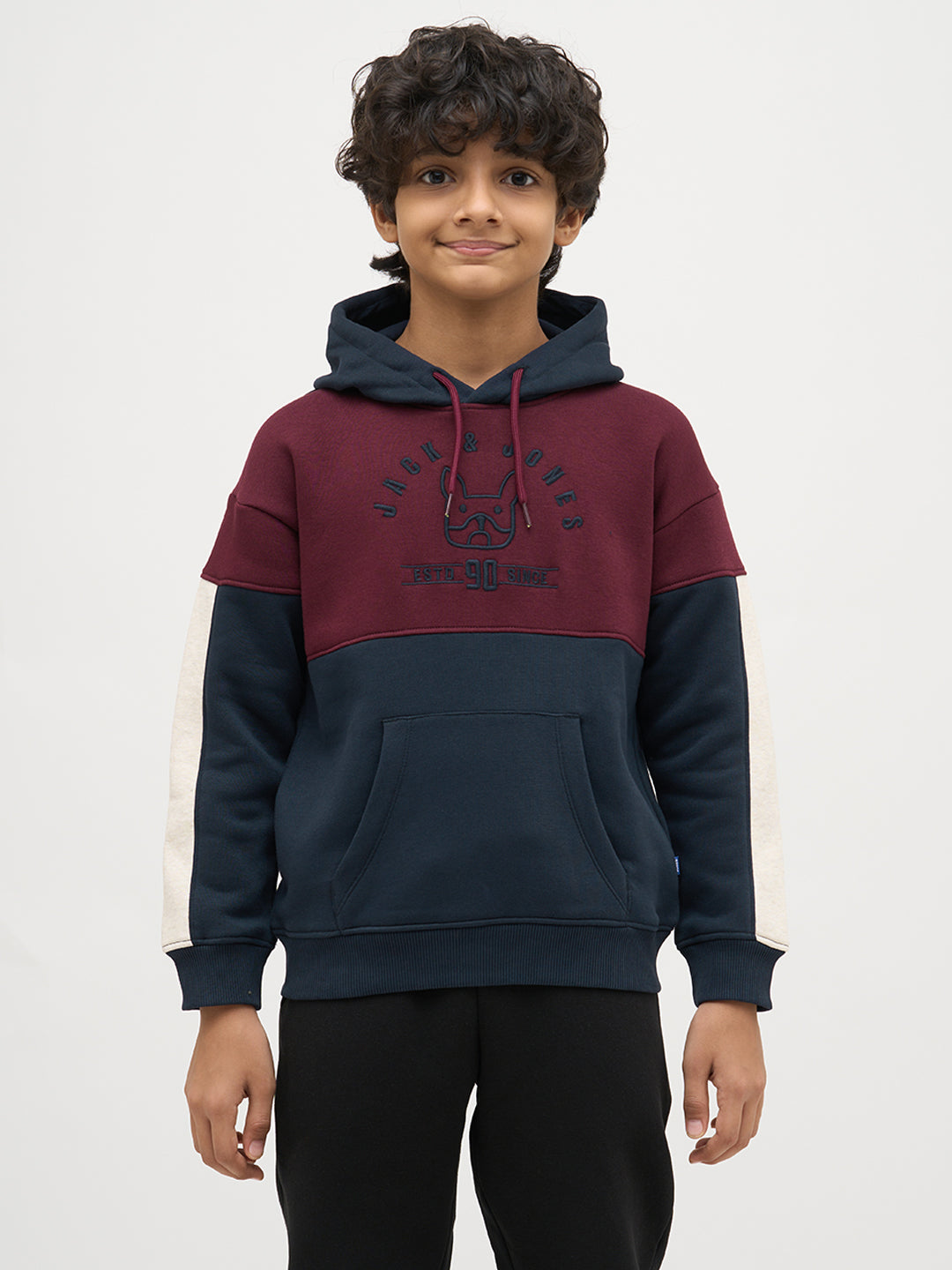 Boys Maroon Colourblocked Sweatshirt
