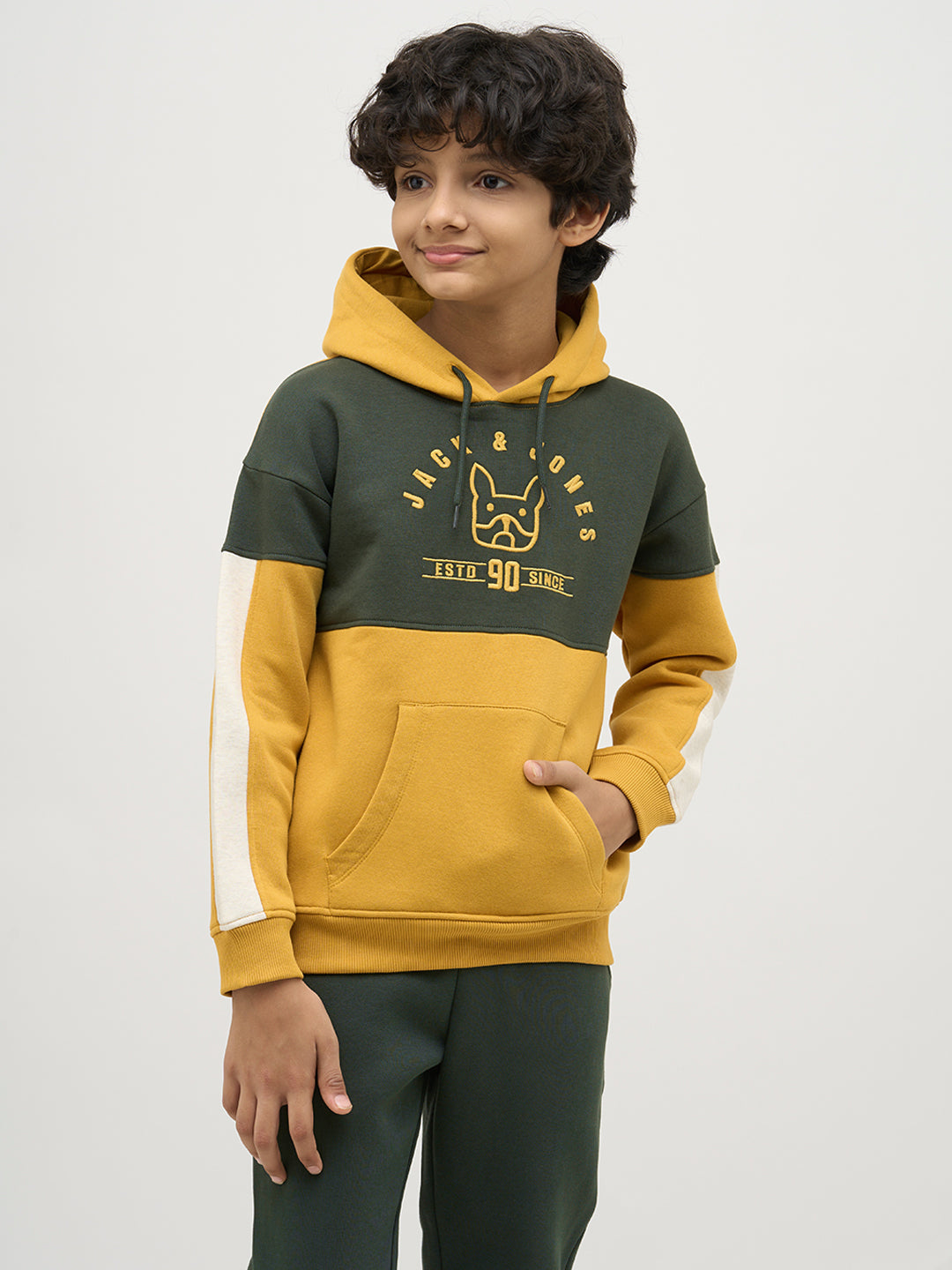 Boys Green Colourblocked Sweatshirt