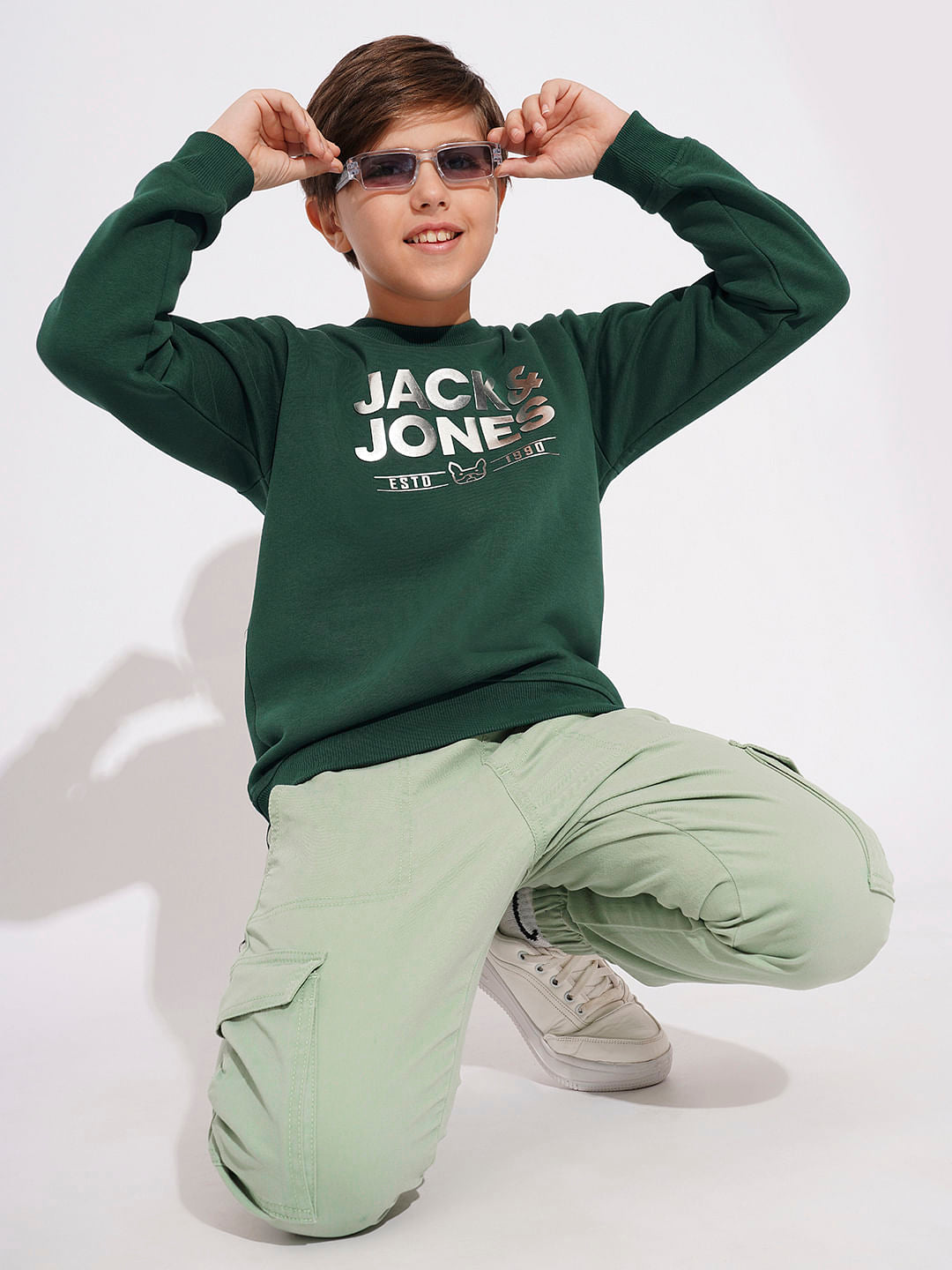 BOYS Green Printed Sweatshirt