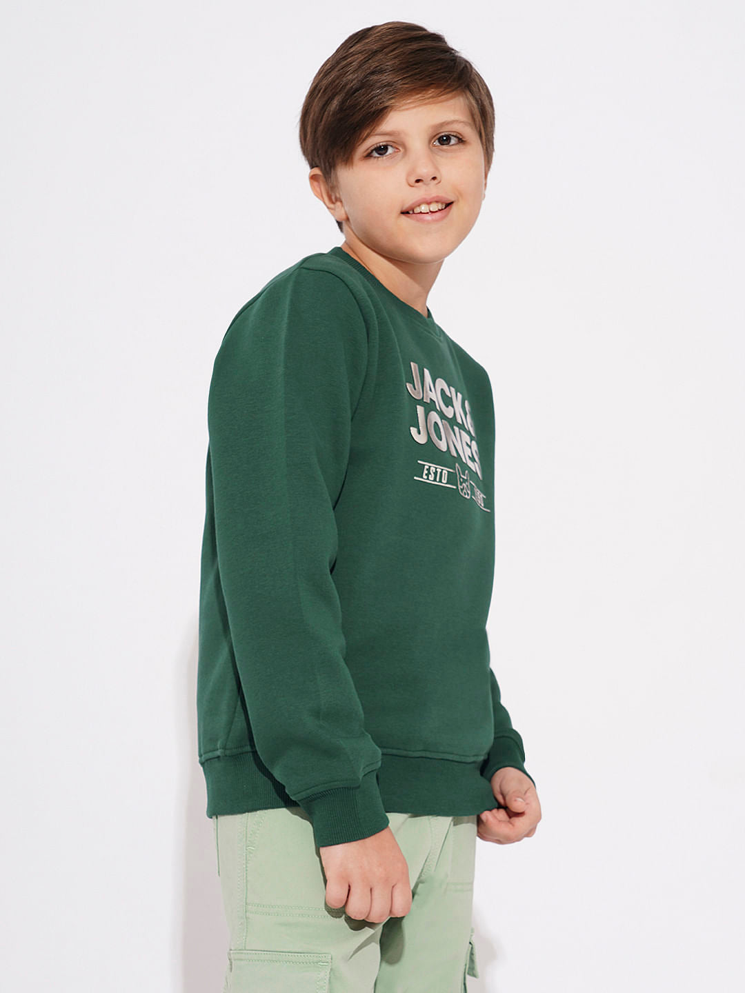 BOYS Green Printed Sweatshirt