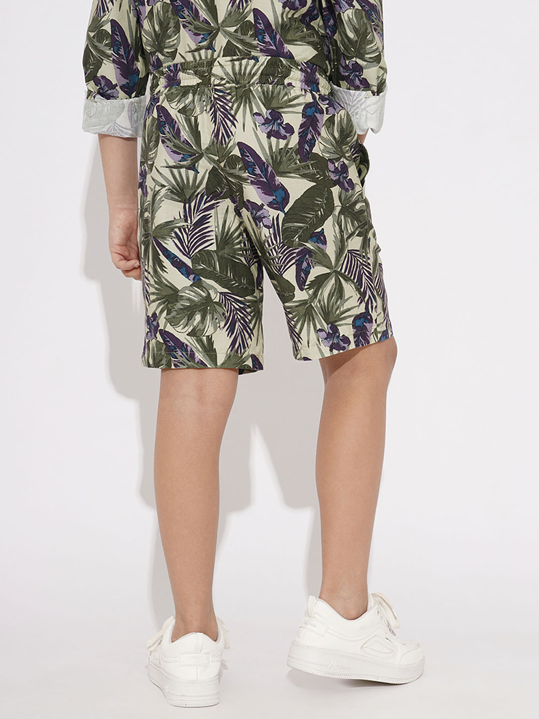 Boys Green Tropical Print Co-ord Set Shorts
